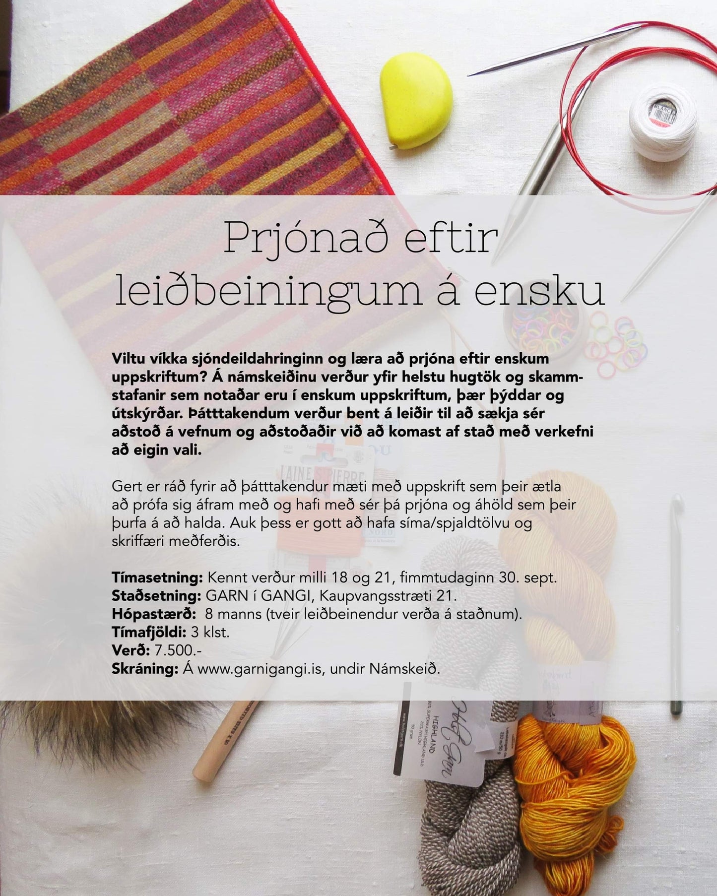Að Prjóna eftir enskum uppskriftum