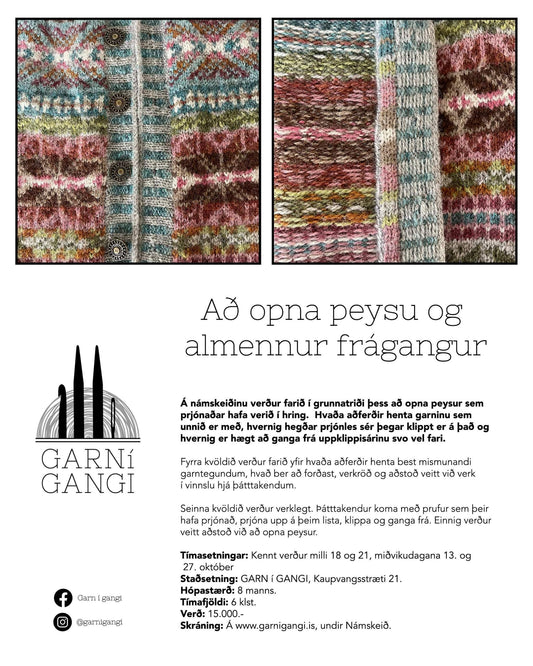Að opna peysu og almennur frágangur