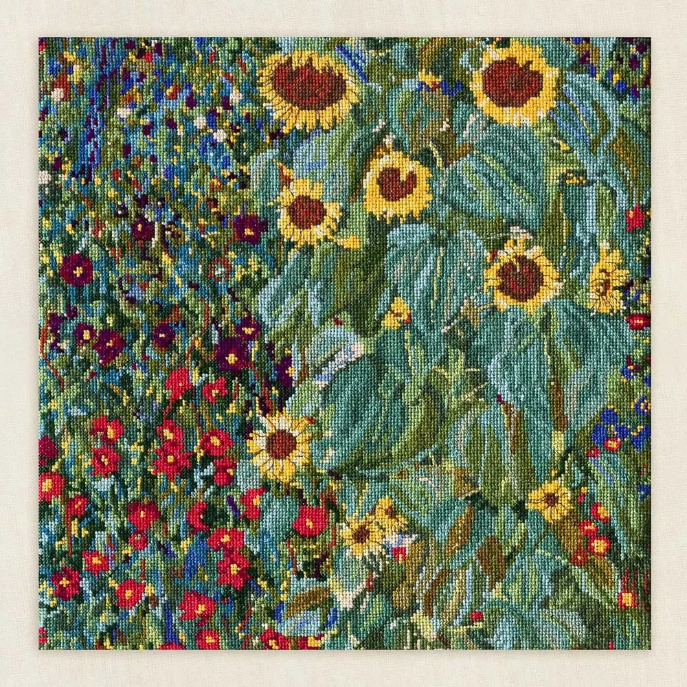 Farm garden sunflowers útsaums kit